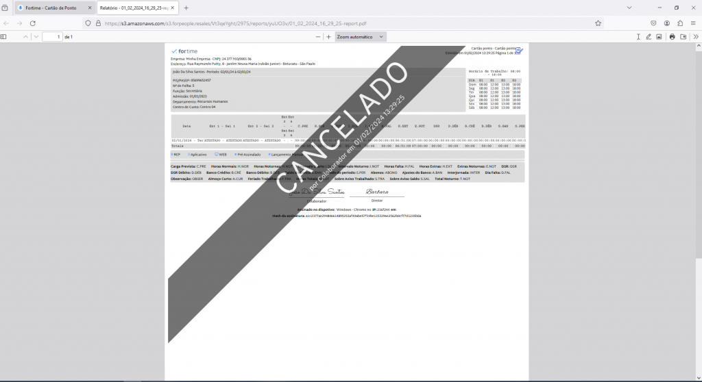 I1596 - Cartao ponto - cancelado