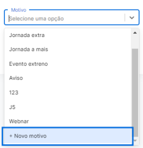 I2292 - Campo Motivo - + Novo motivo