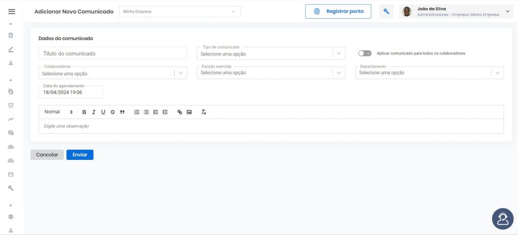 I2488 - Adicionar Novo Comunicado