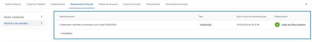 I2748 - Histórico de trabalho preenchido