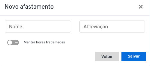 I438 - Botão Novo Afastamento - caixa suspensa