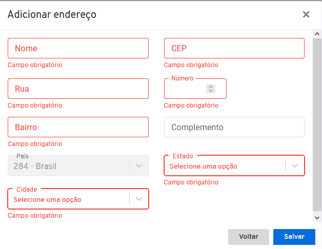 I548- Campos Obrigatórios - adicionar endereço