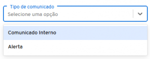 I713 - Tipo de Comunicado - opções